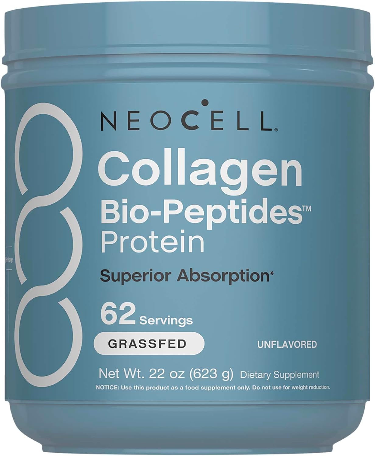 NeoCell Collagen Bio-Peptides Powder | 22oz | Super Hair, Skin, and Nails | Superior Absorption | Grassfed Protein Supplement | Advanced with 18 Essential Amino Acids |