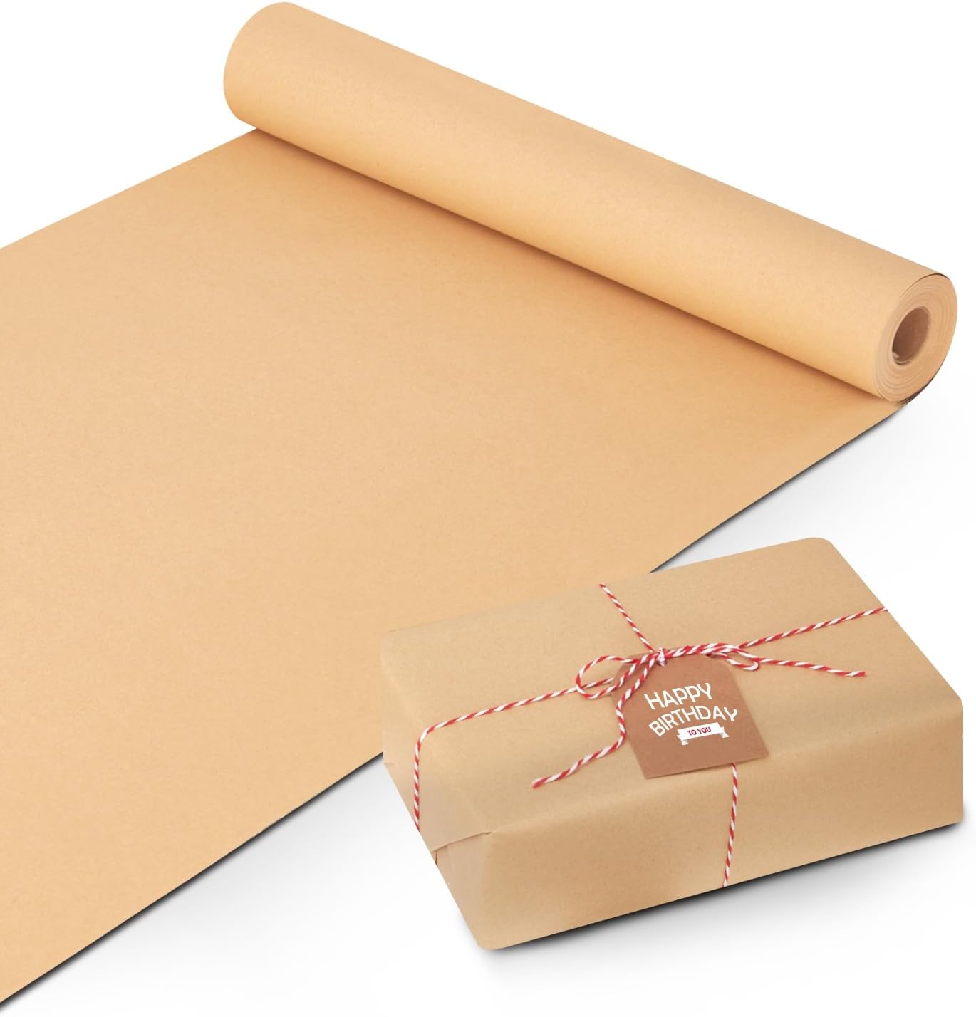 MERRIMEN Premium Kraft Wrapping Paper Roll - Versatile and Stylish Gift Wrap - Wrinkle-Resistant - Multipurpose, Ideal for Gifts, Arts & Crafts, Events & Projects- 44.5cm x 25m