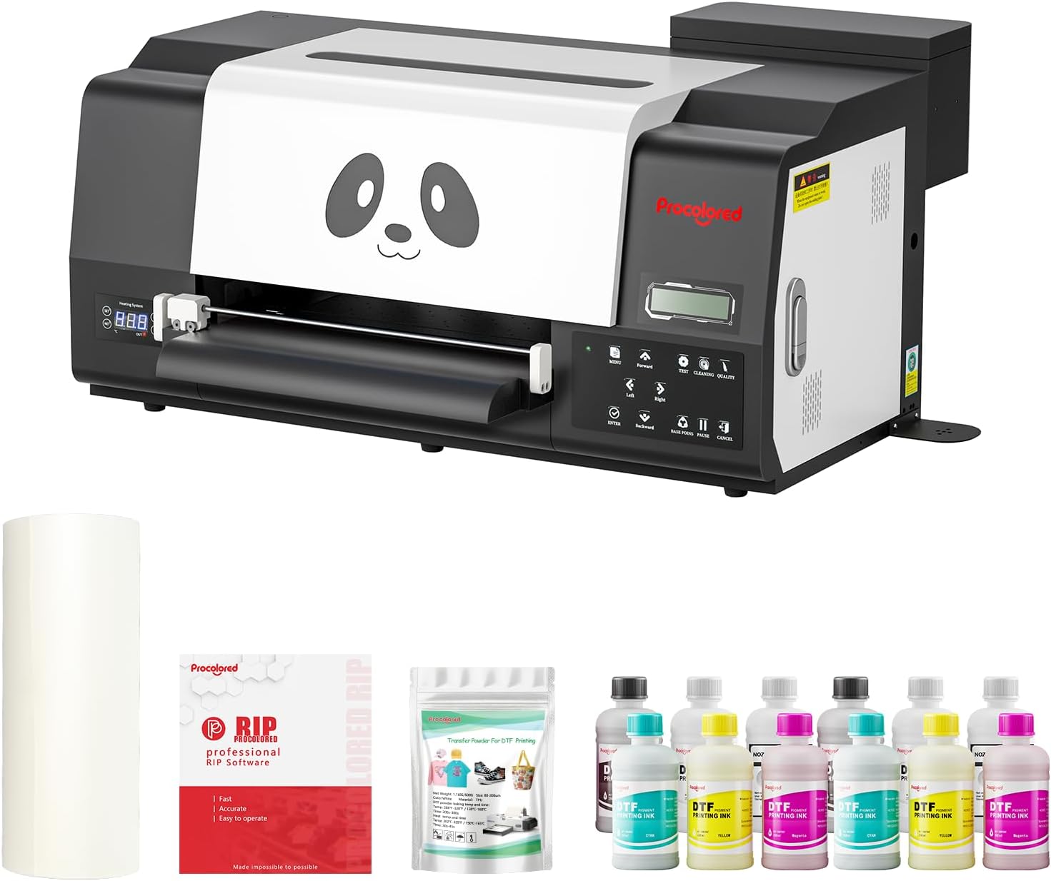 Procolored F13 Pro Panda DTF Printer A3 Dual XP600 13" Transfer Printing Machine with White Ink Circulation and Semi-Automatic Cleaning System (Printer)