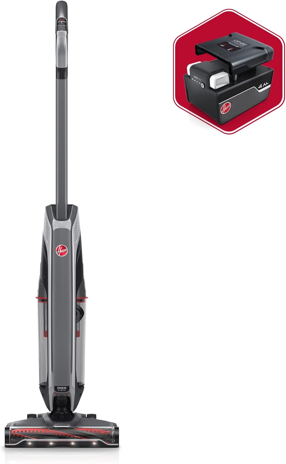 Hoover ONEPWR Evolve Pet Elite Cordless Vacuum Cleaner, Lightweight Stick Vac, Small Upright Vacuum Cleaner, Ideal for Pet Hair, XL Dirt Cup Capacity, Cordless Vacuum Cleaners for Home Use