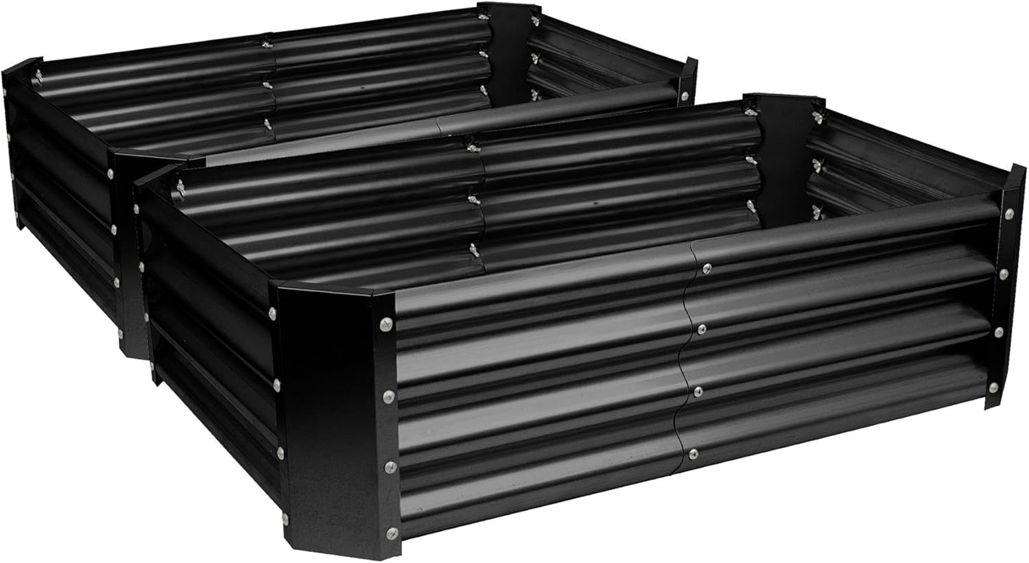 Harbour Housewares Raised Garden Bed - Anthracite - 120 x 60cm - Rectangle - Pack of 2 - Bottomless Galvanised Steel Planter Box for Growing Outdoor Plants, Vegetables, Flowers and Herbs