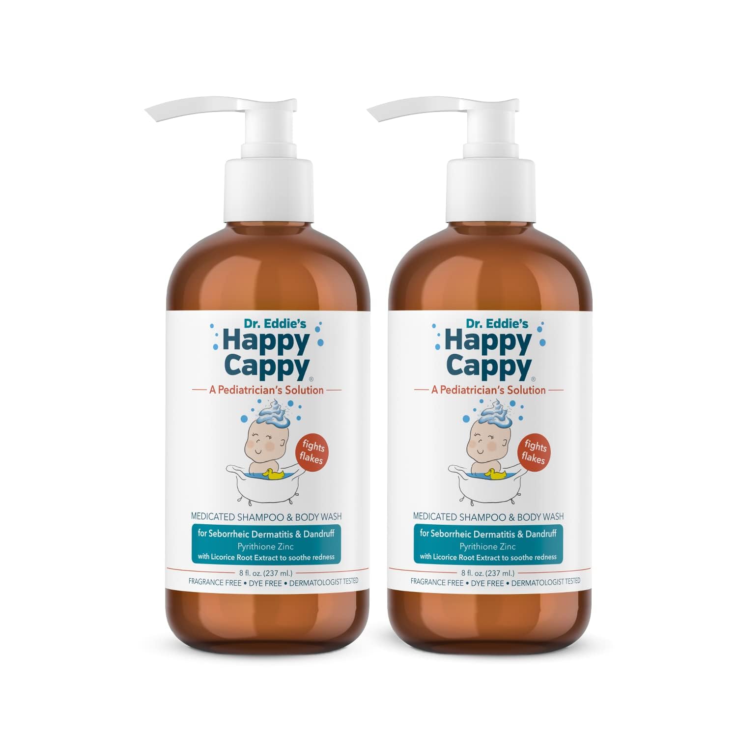 Happy Cappy Medicated Shampoo and Body Wash - 8 Fl Oz (Pack of 2)