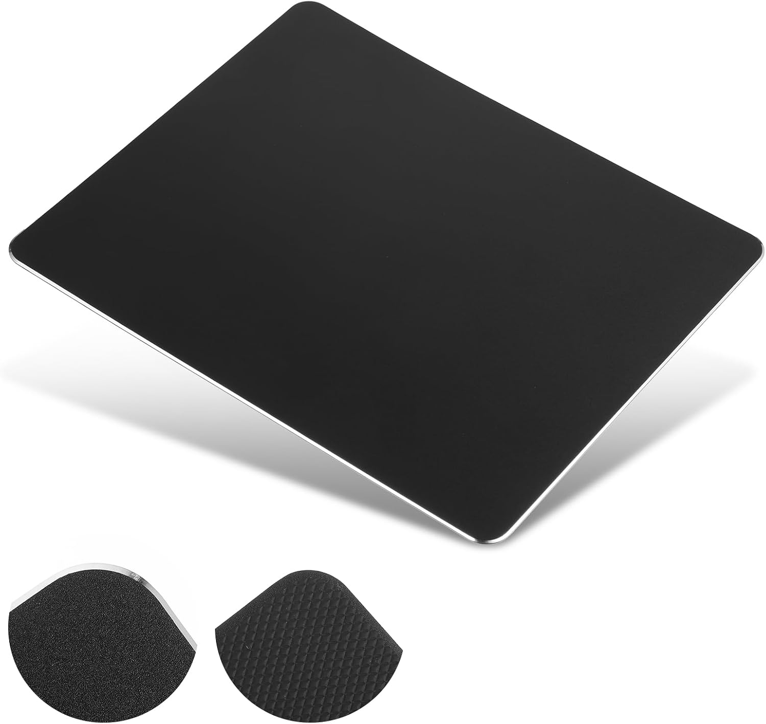 Hard Metal Mouse Pad for Desk, Aluminum Mouse Pad with Stable Rubber Base, Firm Mousepad Gaming Mousepad No Smell Waterproof Fast and Accurate Mouses Control for Travel and Home Office (Black)