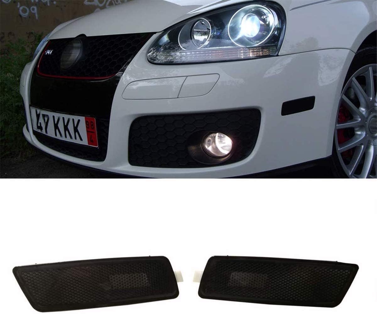 Front Bumper Side Marker Lights Turn Signal Lamps Lens For VW Golf 5 G-T-I Je-tta MK-5 2005-2009 1K5945071A 1K5945072A (Black)
