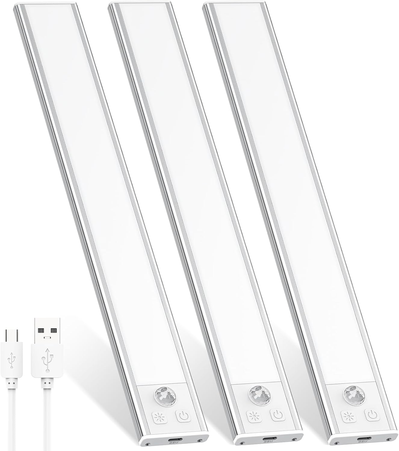 Under Cabinet Lights Motion Sensor, USB-C Rechargeable Under Counter Lights LED Closet Light Night Light for Kitchen, Wardrobe, Hallway, Cupboard