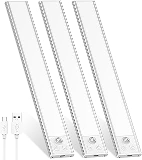 Under Cabinet Lights Motion Sensor, USB-C Rechargeable Under Counter Lights LED Closet Light Night Light for Kitchen, Wardrobe, Hallway, Cupboard
