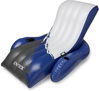 Intex Durable 18 Gauge Vinyl Inflatable Comfortable Pool Float Recliner Lounges with Cup Holders and Heavy Duty Handles