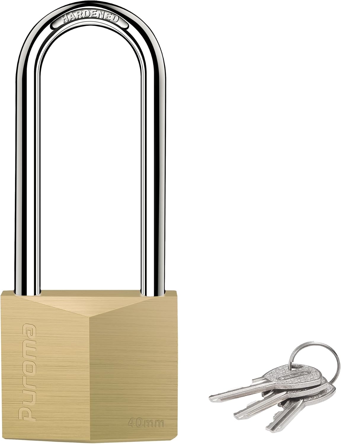 Puroma Keyed Padlock 3 Keys Outdoor Solid Brass Lock 2.6" Shed Gate Hasp