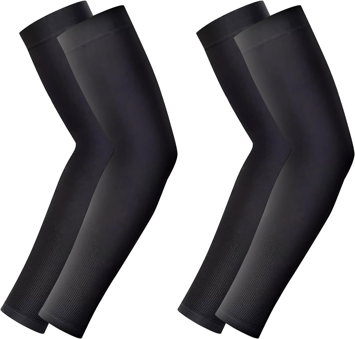 Qiuyan 2 Pairs Arm Sleeves for Men and Women Sleeves Sun Protection Tattoo Cover Up Sleeve Cooling Compression Sports Sleeves for Volleyball Basketball Golf Marathon Cycling Hiking Gardening (Black)