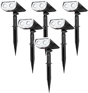 Linkind StarRayS Solar Spot Lights Outdoor, Solar Lights Outdoor Waterproof for Halloween Decorations, 350LM Cool White Solar Halloween Lights for Garden Yard Landscape Walkway, 6 Pack