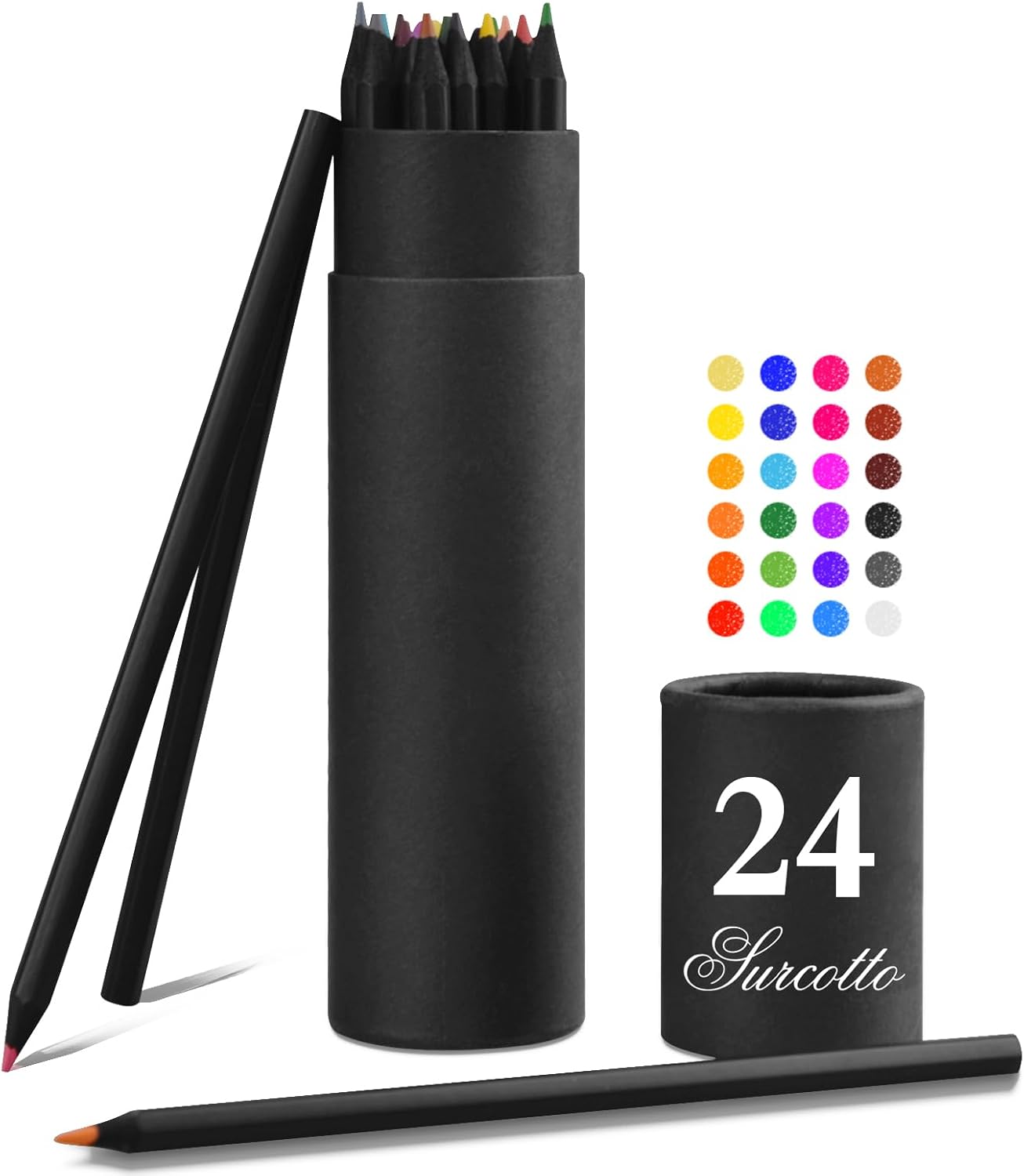 Surcotto 24 Colouring Pencils Set for Adult Coloring Books, Illustration and Sketching with Storage Case, Ideal for Drawing, Blending & Shading, Coloured Art Supplies for Beginner & Artist