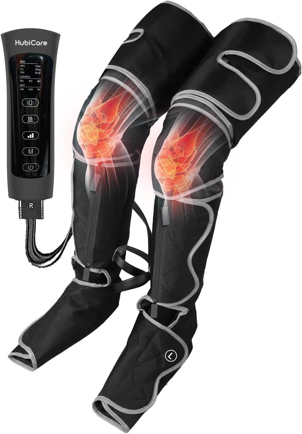 HubiCare Leg Massager, Air Compression for Circulation, Pain Relief, and Muscle Relaxation, 6 Modes, Suitable for Foot, Leg, Calf, Thigh Massage, Relax Fast Recover (with Extension Pad & Storage Bag)