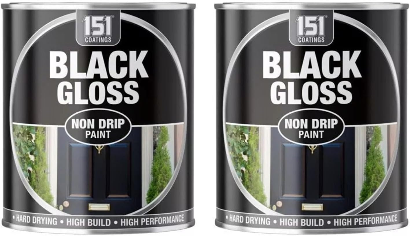 PNJB Non-Drip Black Gloss Paint Tin, Interior & Exterior, Hard-Drying, High Performance, Mess-Free Application, Ideal Use For Wood, Metal, And Concrete, 300ML (2PCS)