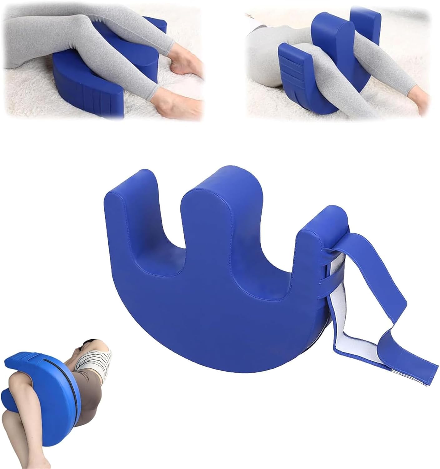 Deysen Elderly Anti-Pressure Easy Roller Pillow, Patient Turning Device U-Shaped Pillow, Turning Pillow for Bedridden Patient, Multifunctional PU Leather Nursing Products (Blue)