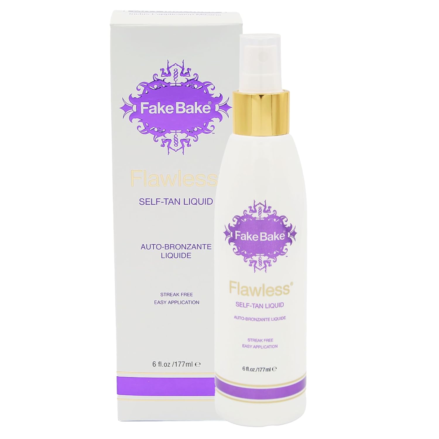 Fake Bake Flawless Self-Tanning Liquid Streak-Free, Long-Lasting Natural Glow For All Skin Tones - Sunless Tanner Includes Professional Mitt For Easy Application, Black Coconut Scent - 6 oz