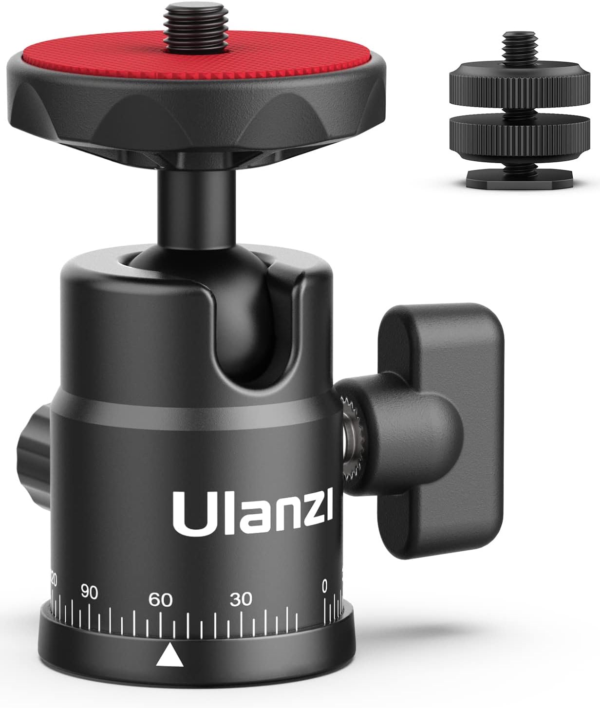 Mini Ball Head, ULANZI H28 Panoramic Tripod Head + Dual Hot Shoe Mount DSLR Camera Mount Adapter Photograph Attachment Accessories for Gopro Cam Camcorder Smartphone Light Microphone Loading 5.5lb