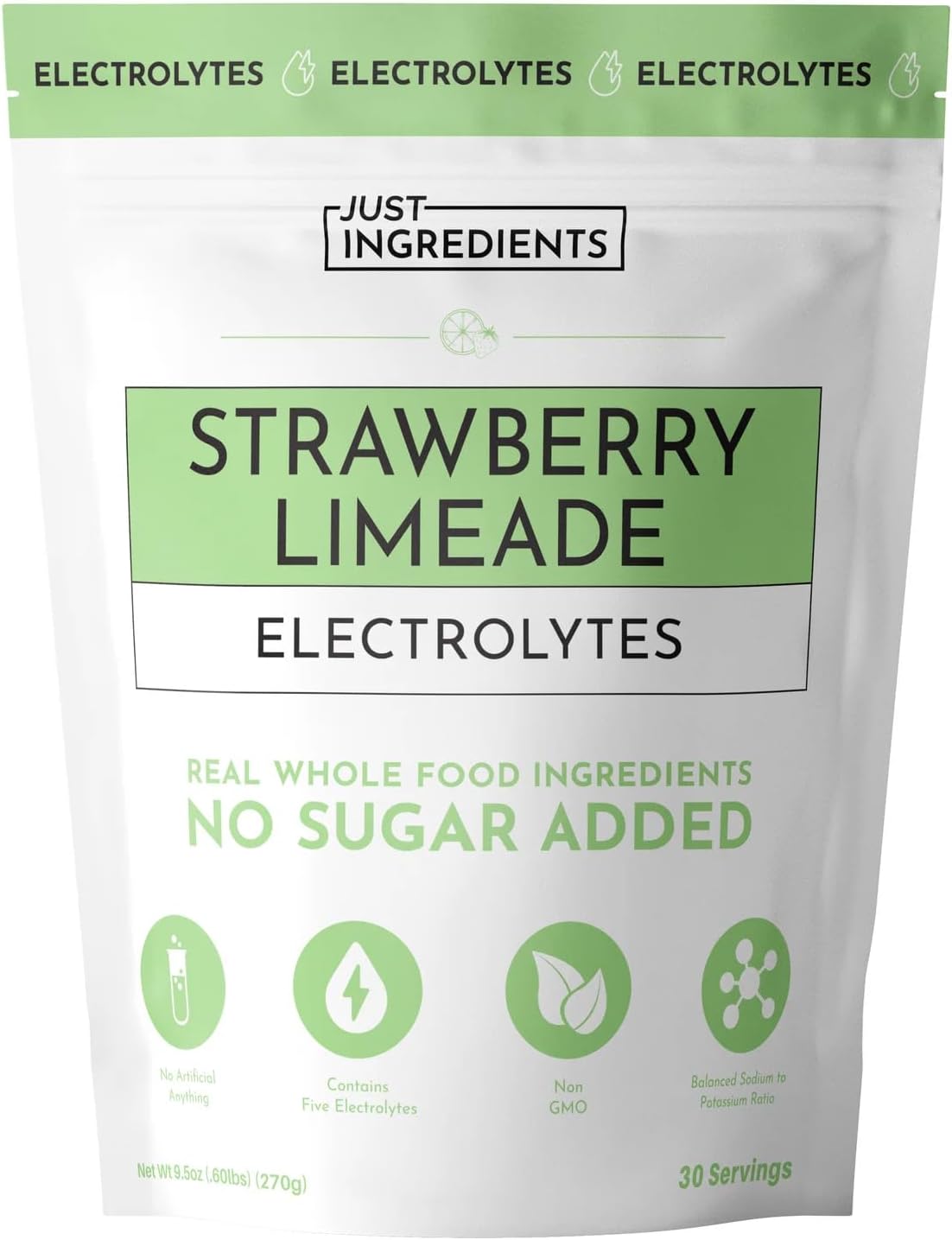 Strawberry Limeade Electrolytes – 30 Serving Bag – Clean Hydration Drink Mix with Essential Minerals – Remineralizing Formula – No Sugar Added – Natural Energy & Cramp Support – Vegan, Non-GMO