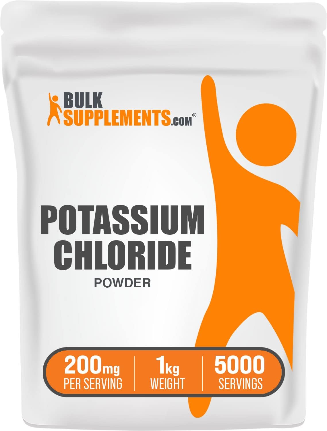 BulkSupplements.com Potassium Chloride Powder - Potassium Supplement Powder, Potassium Chloride Salt Substitute, Potassium Salt - Gluten Free, 200mg per Serving, 1kg (2.2 lbs) (Pack of 1)