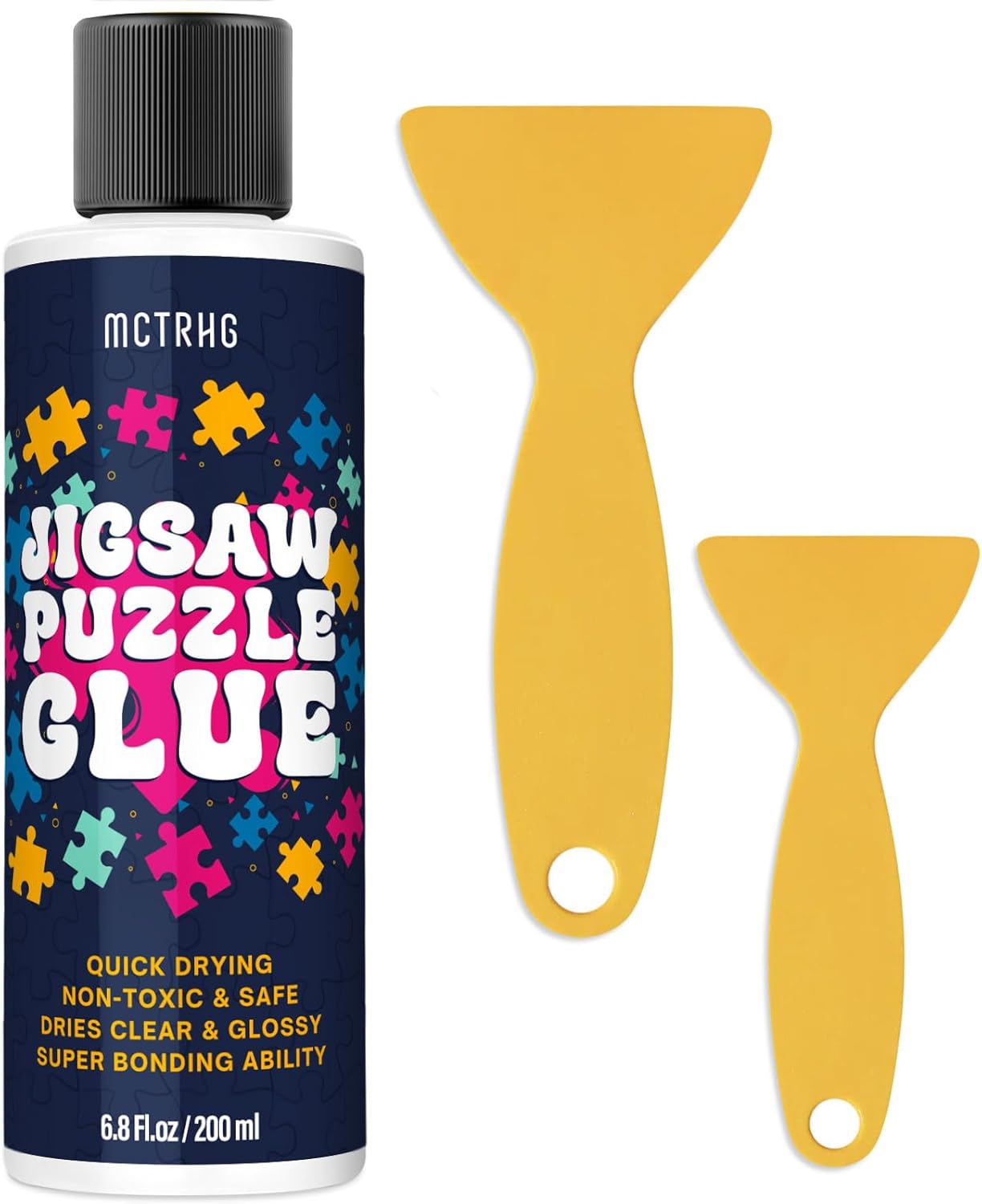 Jigsaw Puzzle Glue Clear, 200ML Puzzle Glue with Two Applicators, Easily Preserves Finished Puzzles, Quick-Drying, Non-Toxic & Clear Water-Soluble puzzle glue Kit for Adults, for 3000/4500/5000 Pieces