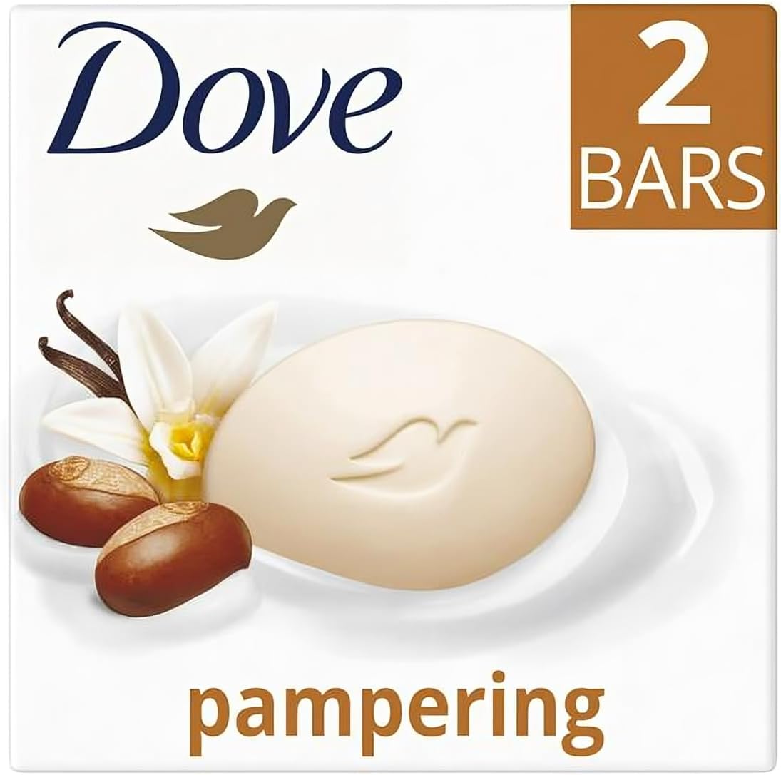 2x Dove Pampering Bar 90G - Ideal For, bath soap, dove shea butter vanilla, bars of soap, dove soap bar multipack