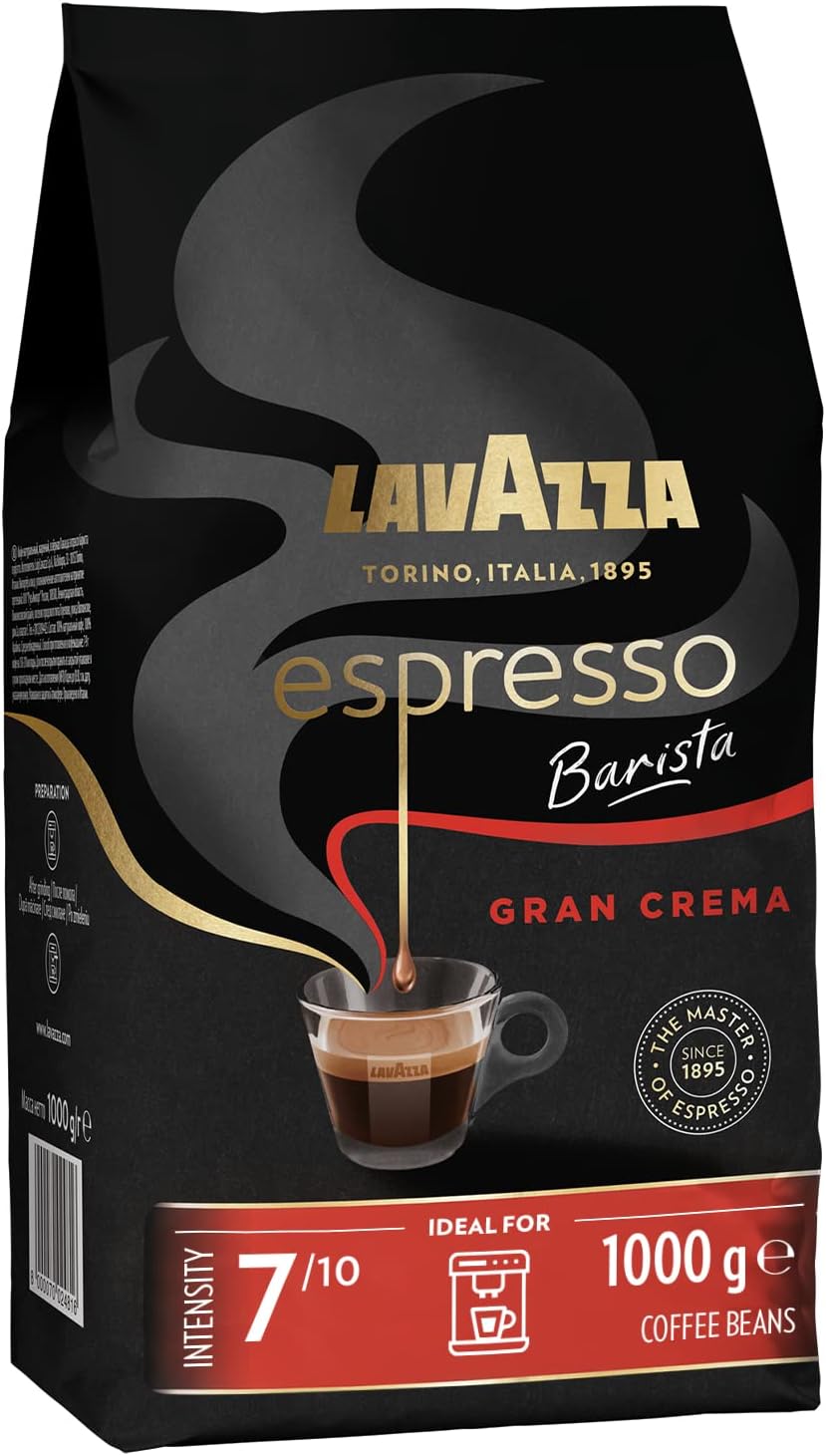 Lavazza Barista Gran Crema, Arabica and Robusta Drum Roast Coffee Beans, Pack of 1kg