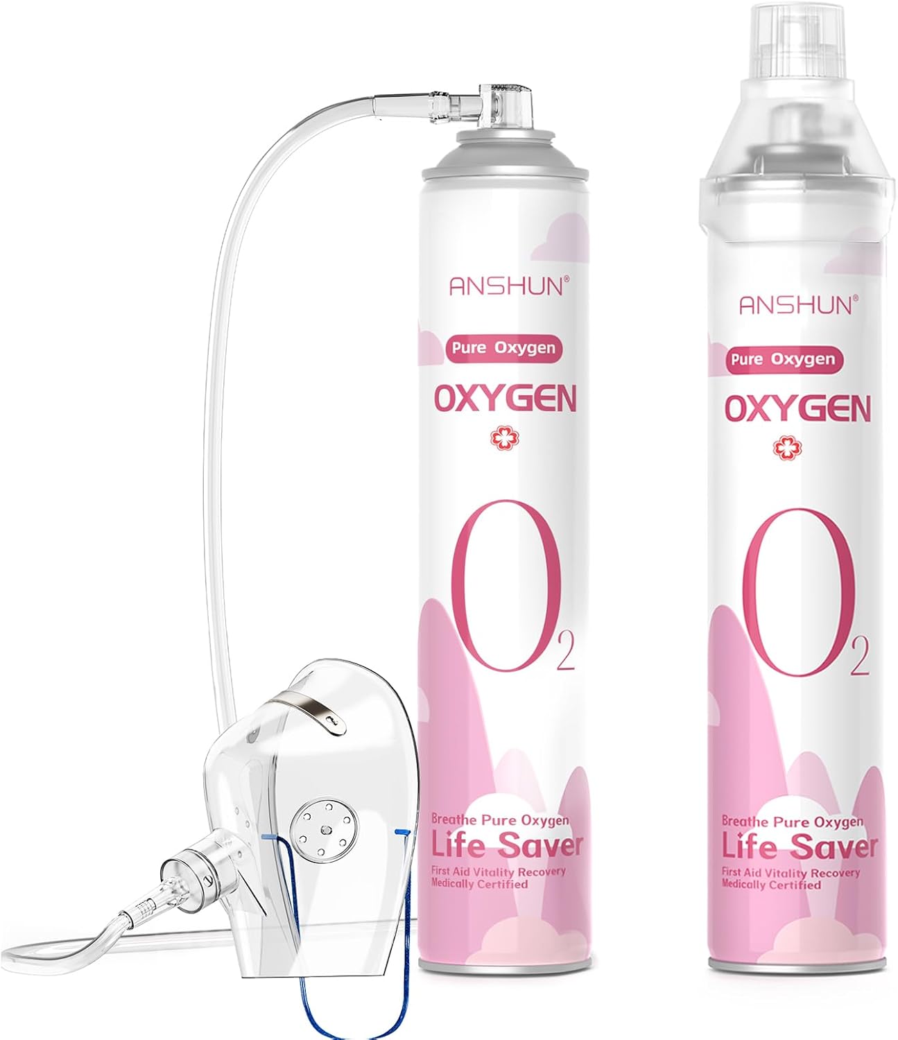 Portable Oxygen Canister 2-Pack,99.5% Pure Oxygen with Mask & Tube, Lightweight, Travel-Friendly – Ideal for Athletes, Adventurers, Seniors.
