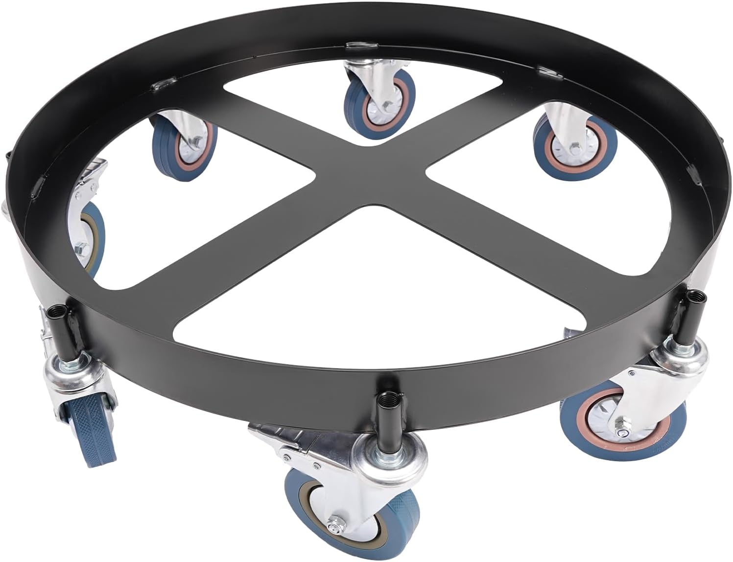 55 Gallon Drum Dolly Barrel Steel, Steel Oil Drum Dolly Cart Non Tipping Hand with 8 Swivel Caster Wheel and Brakes for Workshops Factories