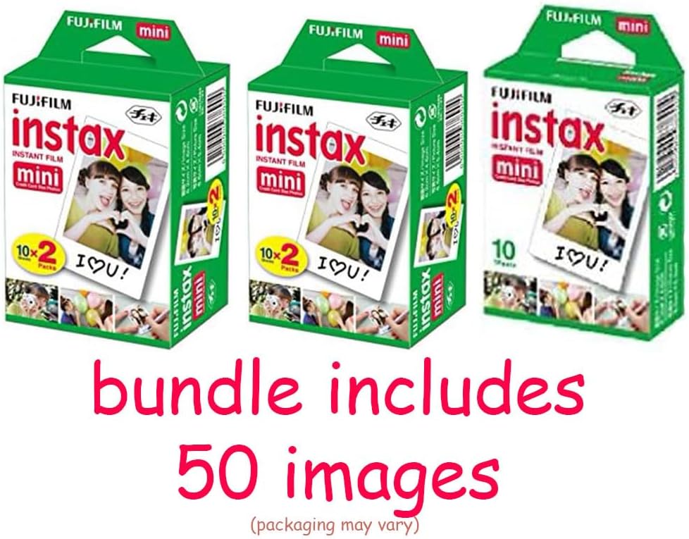 Fujifilm Instax Mini 12 Instant Camera with Fujifilm Instant Mini Film (50 Sheets) with Accessories Including Compatible Case with Strap, Photo Album, Stickers, Frames Bundle (Mint Green)