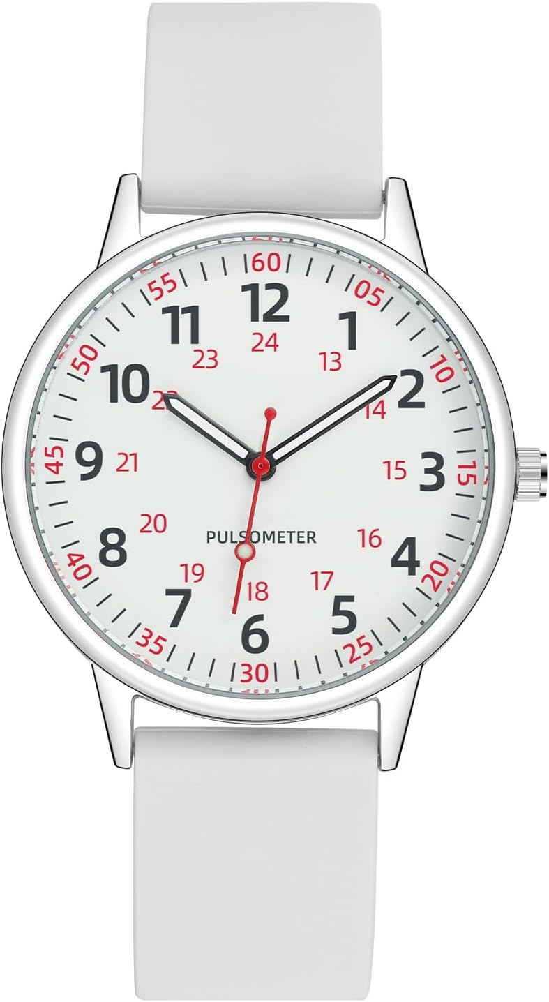 IBSO Women Watch for Nurse Easy to Read Dial Wristwatches Silicone Band Water Resistant Watches Second Hand and 24 Hour