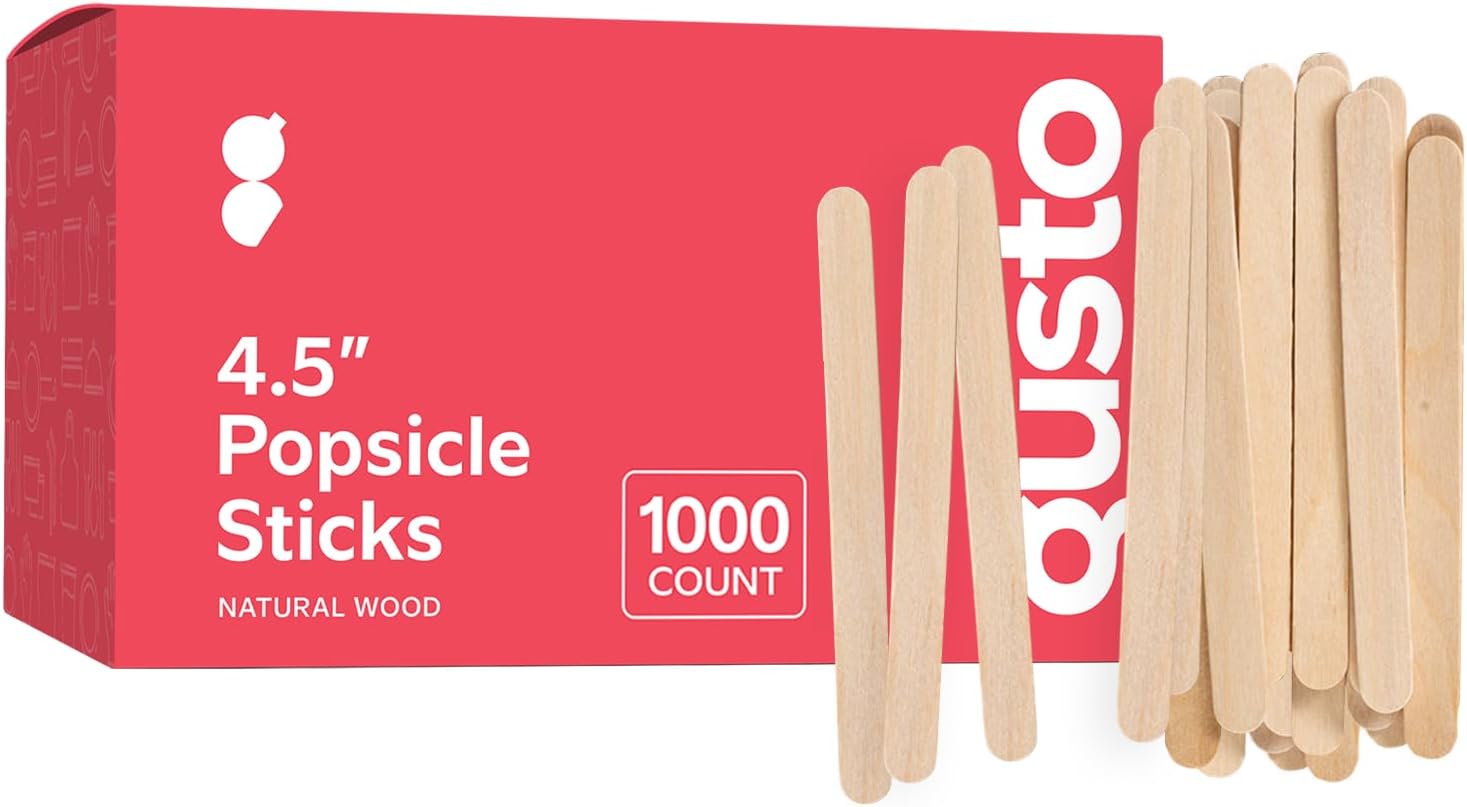 Gusto [1000 Count] 4.5 Inch Wooden Multi-Purpose Popsicle Sticks for Crafts, Ice, Ice Cream, Waxing, and Tongue Depressor Wood Sticks - Formerly Comfy Package