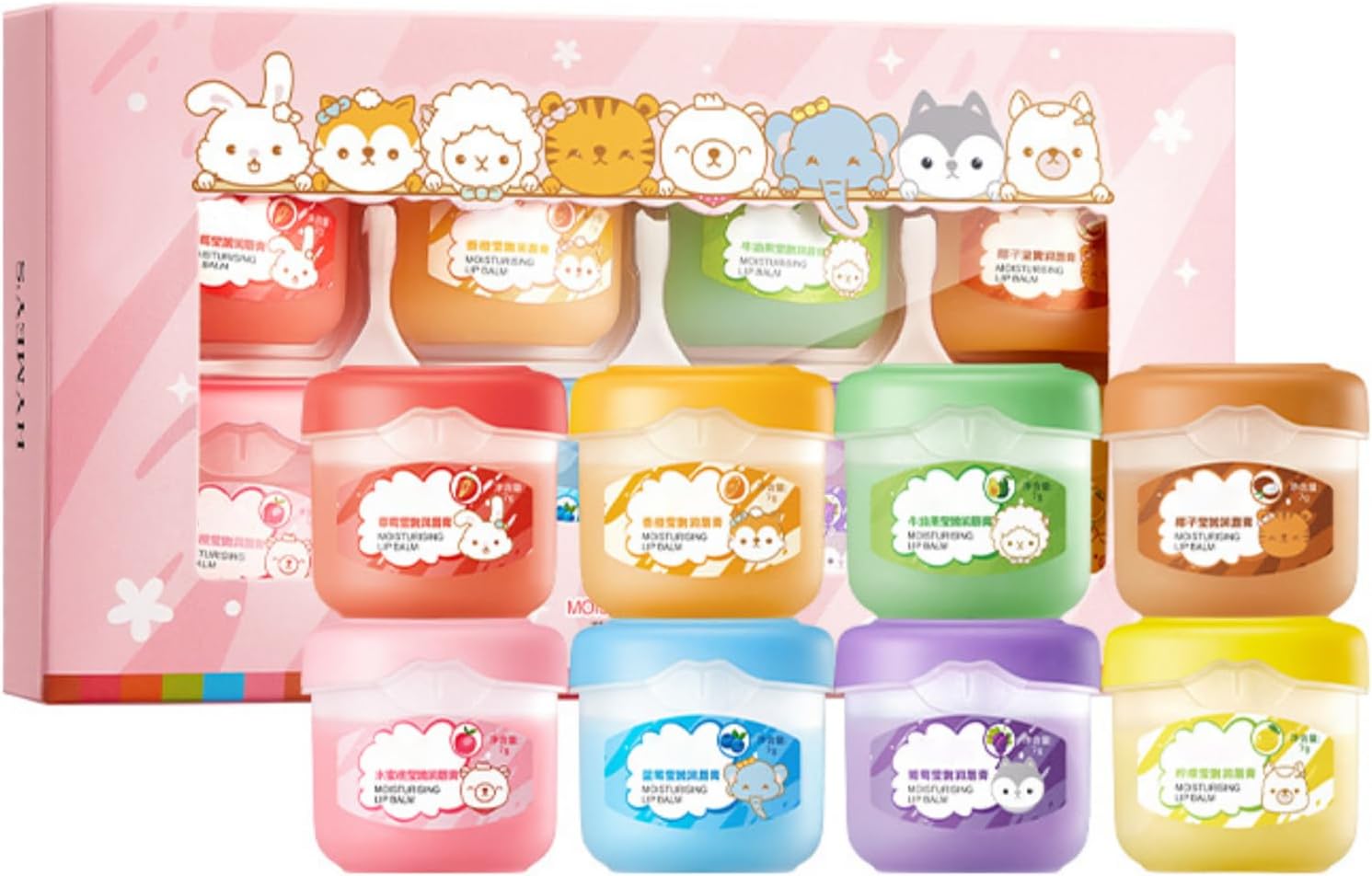 Lip Balm Set - 8pc Lip Balm Multipack With Flavours Strawberry Peach Orange Blueberry Grape Coconut Lemon Avocado - Mini Lip balm Moisturizer Set - Lip Balms Gift For Lip Repair & Daily Nursing