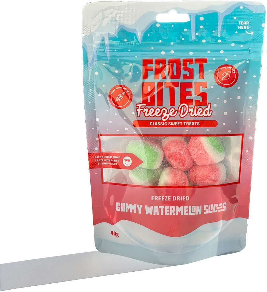 Freeze Dried Gummy Watermelon Slices 40g – Frost Bites Crunchy Candy | Explosively Sweet & Crispy | Gluten-Free Treat