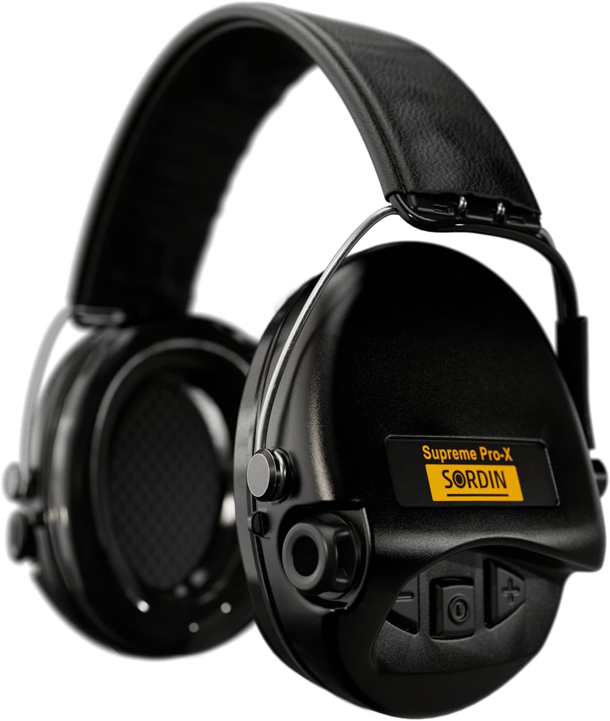 Sordin Pro-X Ear Muffs - Active and Electronic Ear Defenders w/Leather Headband - Gel Pads - Earmuffs for Hunting & Shooting