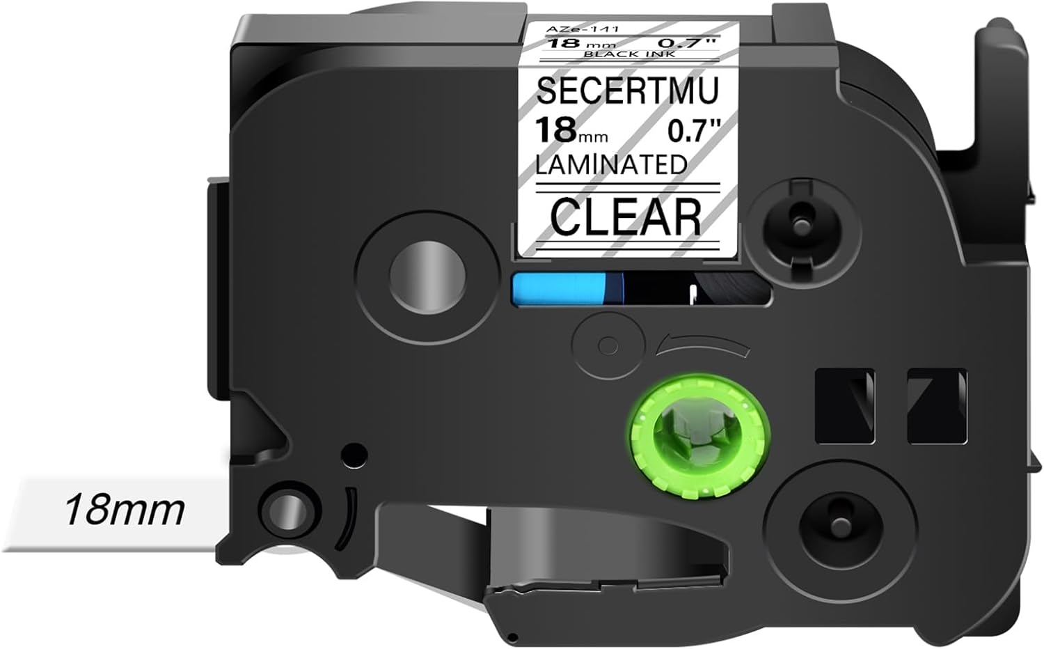 1 PC Label Tape Compatible for P-Touch TZe-141 TZ-141 AZE-141 18mm 0.7'' x 26.2ft Laminated Tape,Replacement for Ptouch PT-H110 PT-D220 PT-P700 PT-E550W PT-H300 Label Maker,Black on Clear