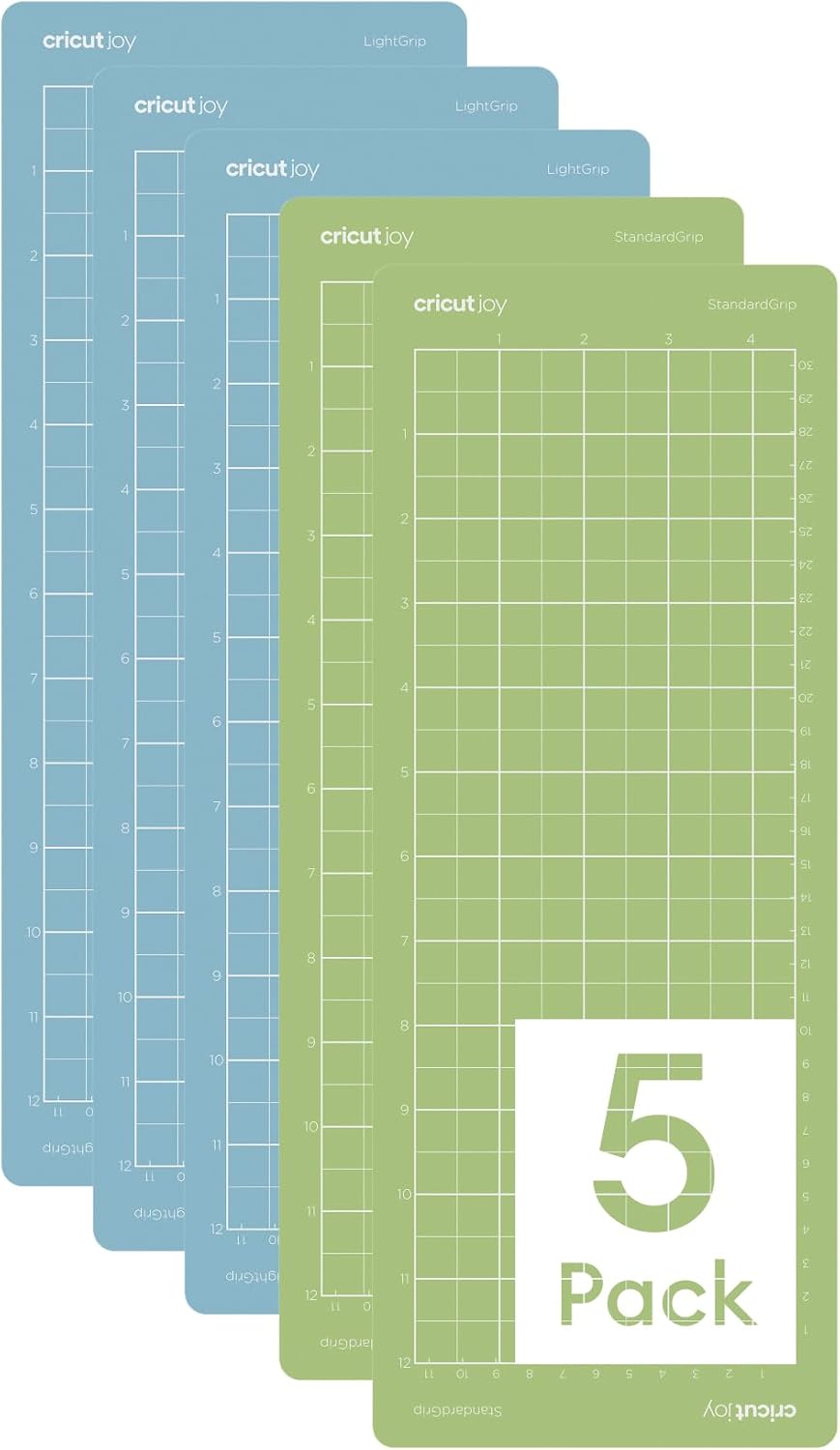 Cricut Cutting Mat Variety Pack (5 count, 4.5in x 12in) - for Joy Machine - Includes 2 StandardGrip & 3 LightGrip Mats