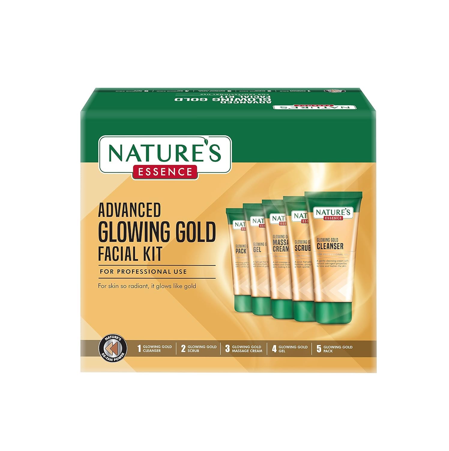 Nature's Essence Glowing Gold Facial Kit, 500 grams (5X100 grams)