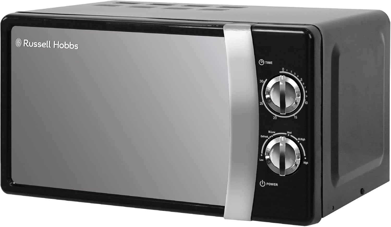 Russell Hobbs RHMM701B 17 Litre 700 W Black Solo Manual Microwave with 5 Power Levels, Ringer & Timer, Defrost Setting, Easy Clean