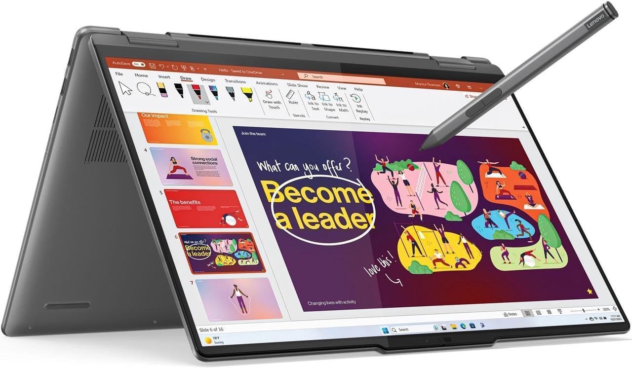 Lenovo Yoga 2-in-1 Laptop with Intel Core Ultra 5 125U Processor, 14” WUXGA IPS, Glass Touch Display, 16GB RAM, 1TB SSD, Digital Pen, Integrated Graphics, FP Reader, FHD/IR Hybrid Cam, and Win 11 Home