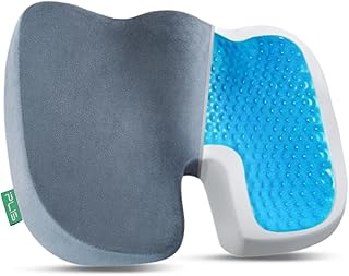 Gel Seat Cushion-Memory Foam Cushion for Office Chair, Car Seat, Airplane,Wheelchair-Back,Sciatica,Coccyx,Tailbone Pain Relief (Grey), Large