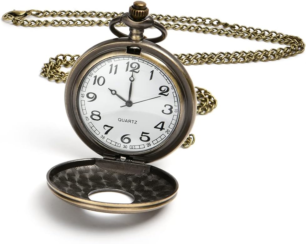 Vicloon Modern Quartz Pocket Watch with Chain - Roman Numerals Stylish Design for Birthday, Anniversary, Christmas, Father's Day
