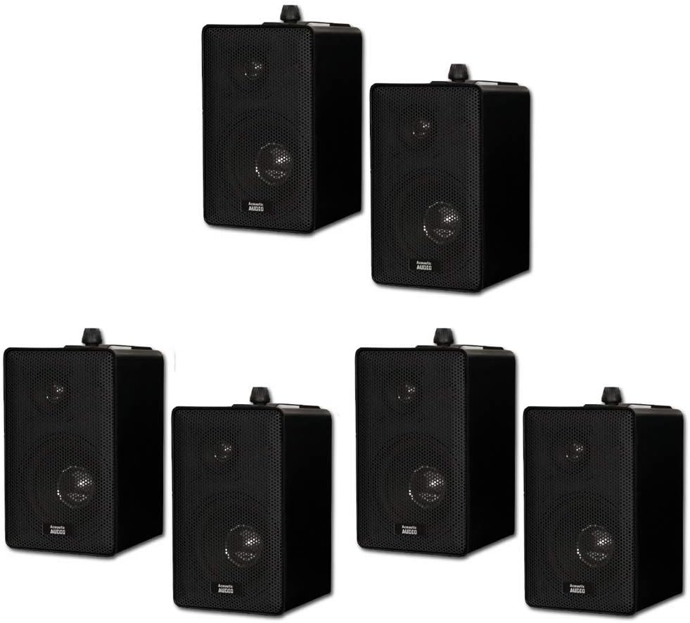 Acoustic Audio 251B Indoor Outdoor 3 Way Speakers 1200 Watt Black 3 Pair Pack 251B-3Pr