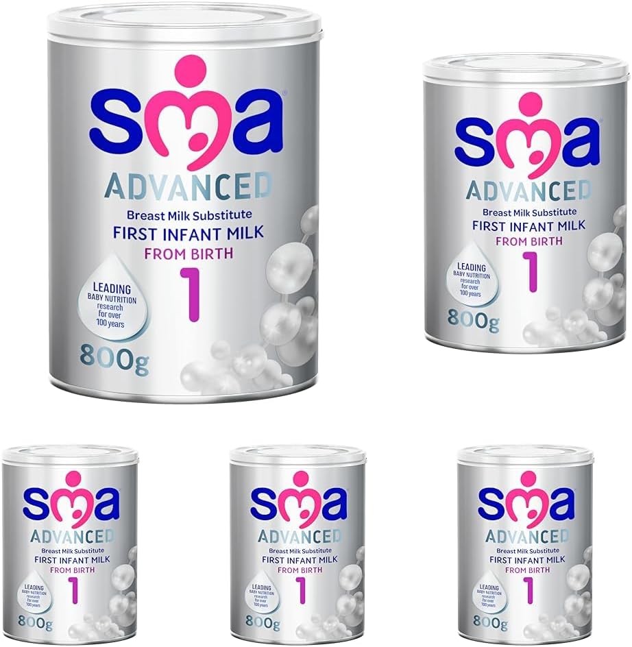 SMA Advanced 1 First Infant Baby Milk Powder Formula | From Birth, 800g (Pack of 5)