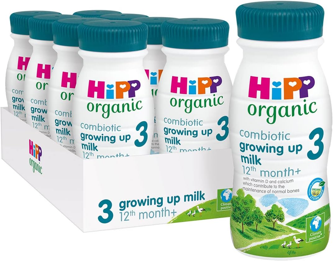 HiPP Organic 3 Growing up Baby Milk Ready to feed liquid formula, From 12th months 200ml (Pack of 8)