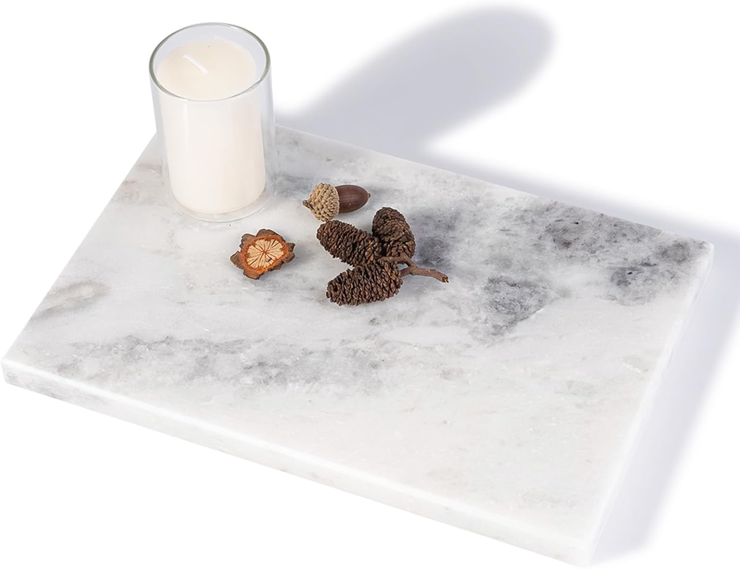 BCS Natural Marble Cutting Boards for Kitchen - 12" x 8" Multi-Purpose Pastry Marble Tray Cheese Board Marble Slab for Counter, Bathroom Perfume Tray Jewelry Candle Plate (Namib Fantasy)