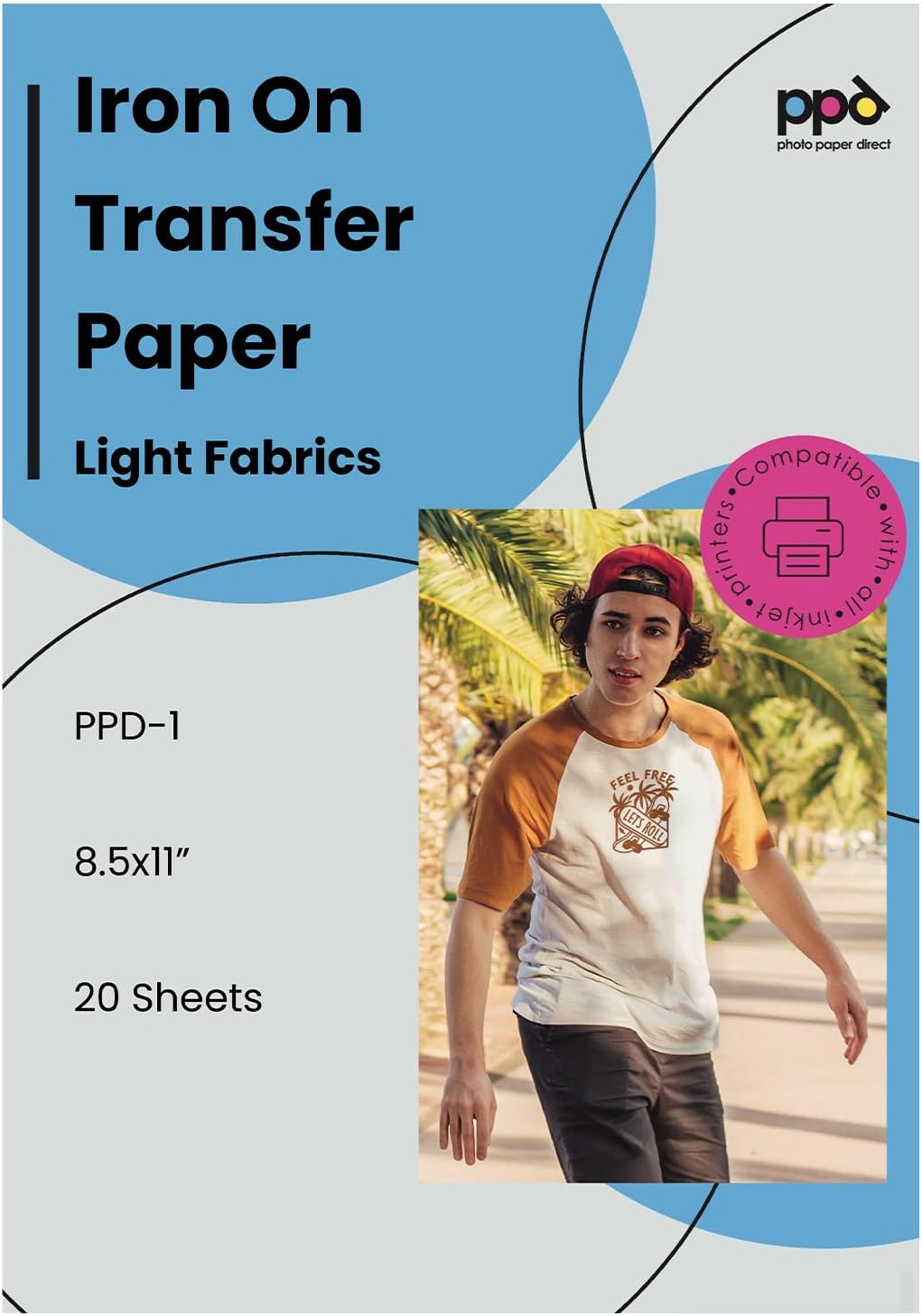 PPD A4 20 Sheets Inkjet Premium T Shirt Transfer Paper for White and Light Colour Fabric PPD-1-20