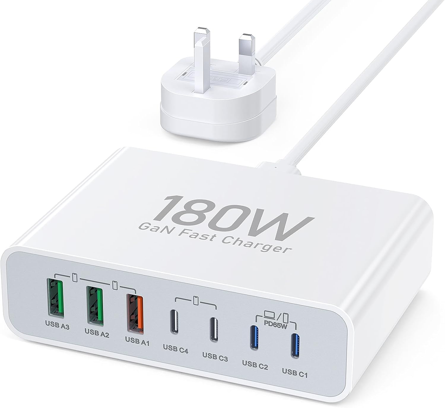 USB C Charger 180W Charging Station 7 Ports Multi USB Desktop, USB C Laptop Charger Compatible with MacBook Pro/Air, iPad Series, iPhone Samsung Galaxy Note