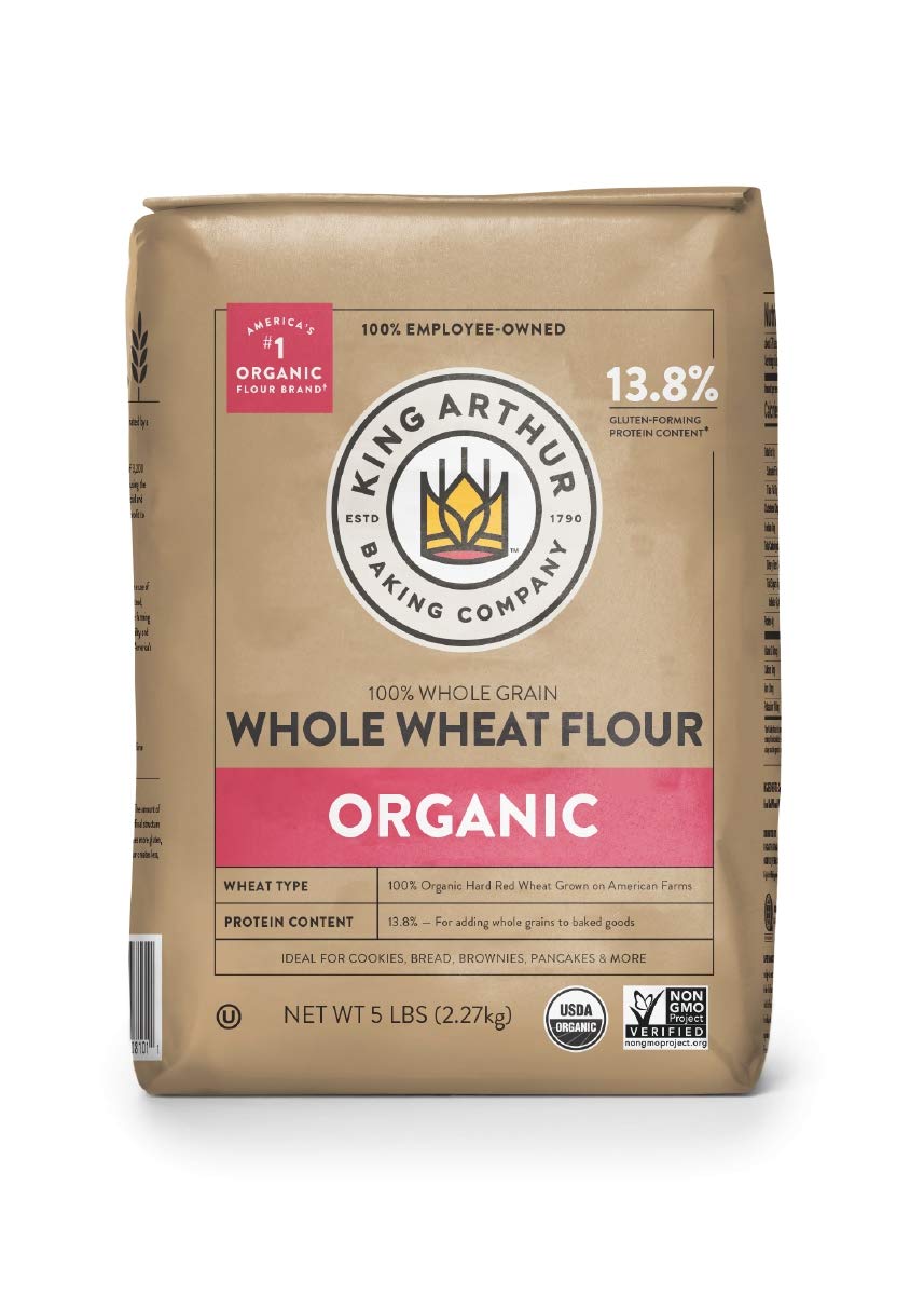 King Arthur, 100% Organic Whole Wheat Flour, 100% Whole Grain, Non-GMO Project Verified, 5 Pounds