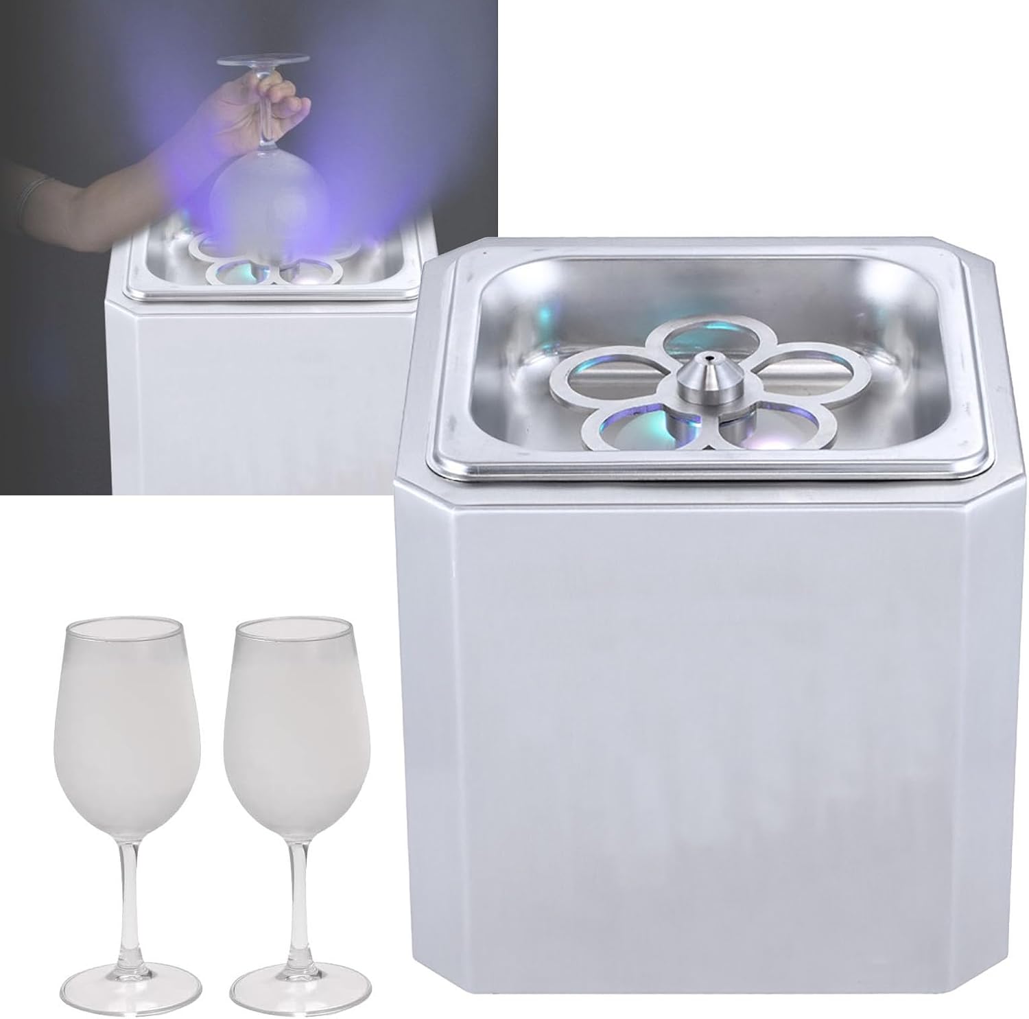 Glass Chiller,CO2 Glass Froster,with LED Light,Instant Drink Chiller for Cocktail, Beer, Mixed Drinks, Wine,Bar, Restaurant, Kitchen