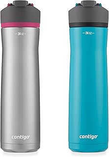 Contigo Cortland Chill 2.0 Vacuum-Insulated Stainless Steel Water Bottle, Spill-Proof Lid, Preserves Temperature for Hours, 24oz 2-Pack, Juniper & Dragonfruit, Ideal for Travel and Daily Use