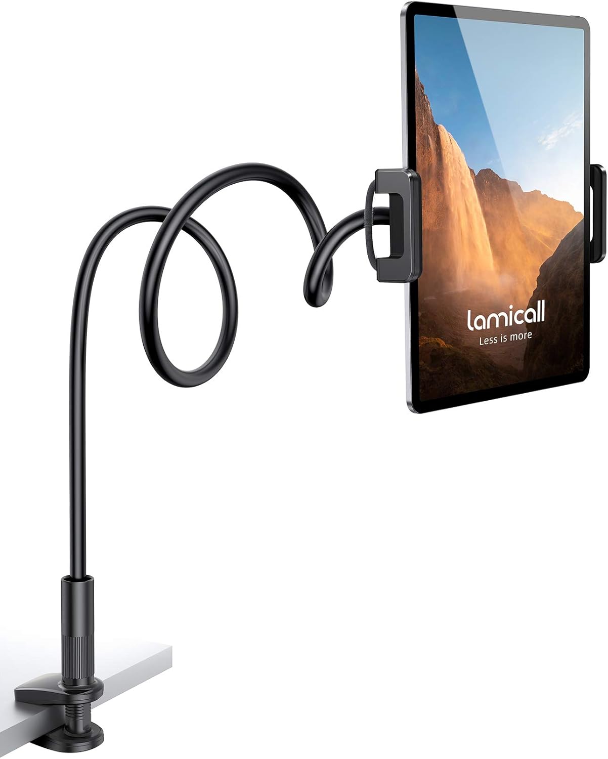 Lamicall Gooseneck Tablet Holder, Flexible Tablet Stand - 36" Lazy Arm 360 Adjustable Holder Clamp Bracket Bed for 2024 iPad Pro 9.7, 10.5, 11, iPad Air mini 2 3 4 5 6, Switch, 4.7-11" Devices -Black
